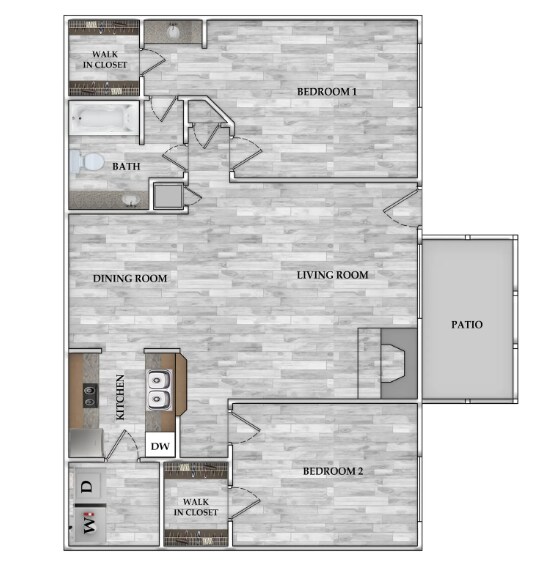 2x1 839 SF 401 floor plan